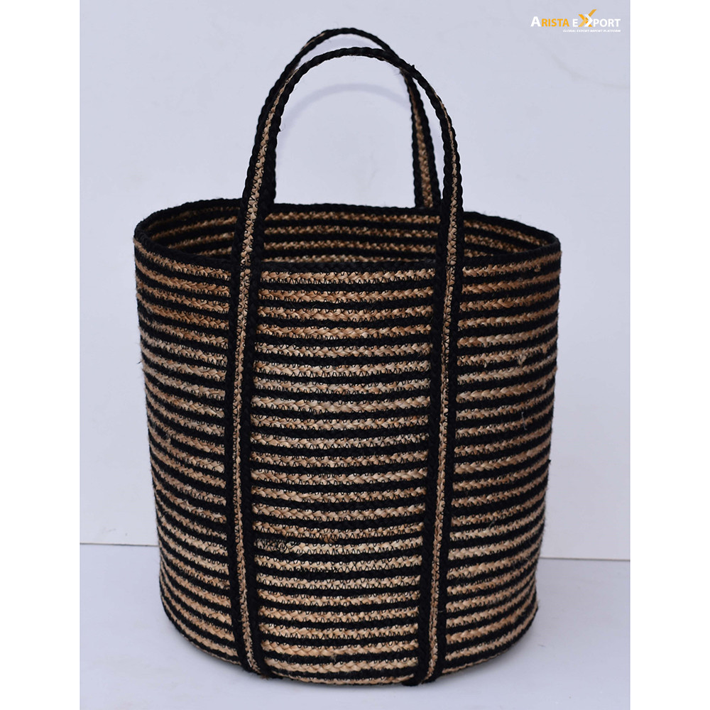 Black stripe jute basket import from Bangladesh 