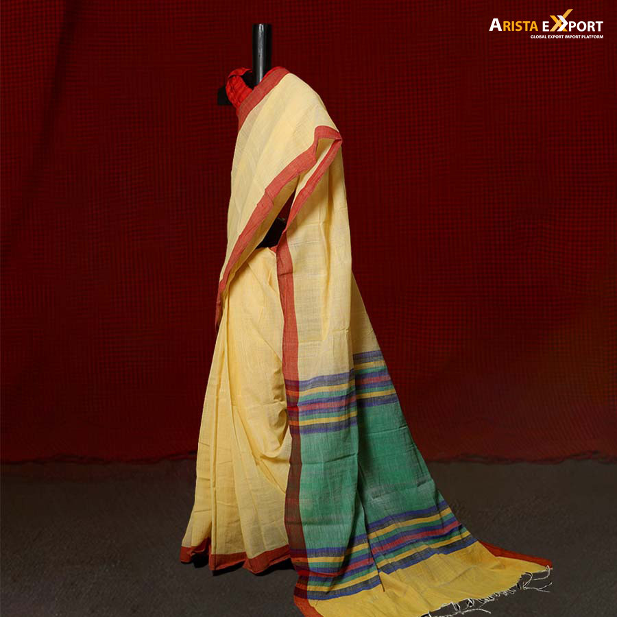 Yellow Handloom saree from Bangladesh.