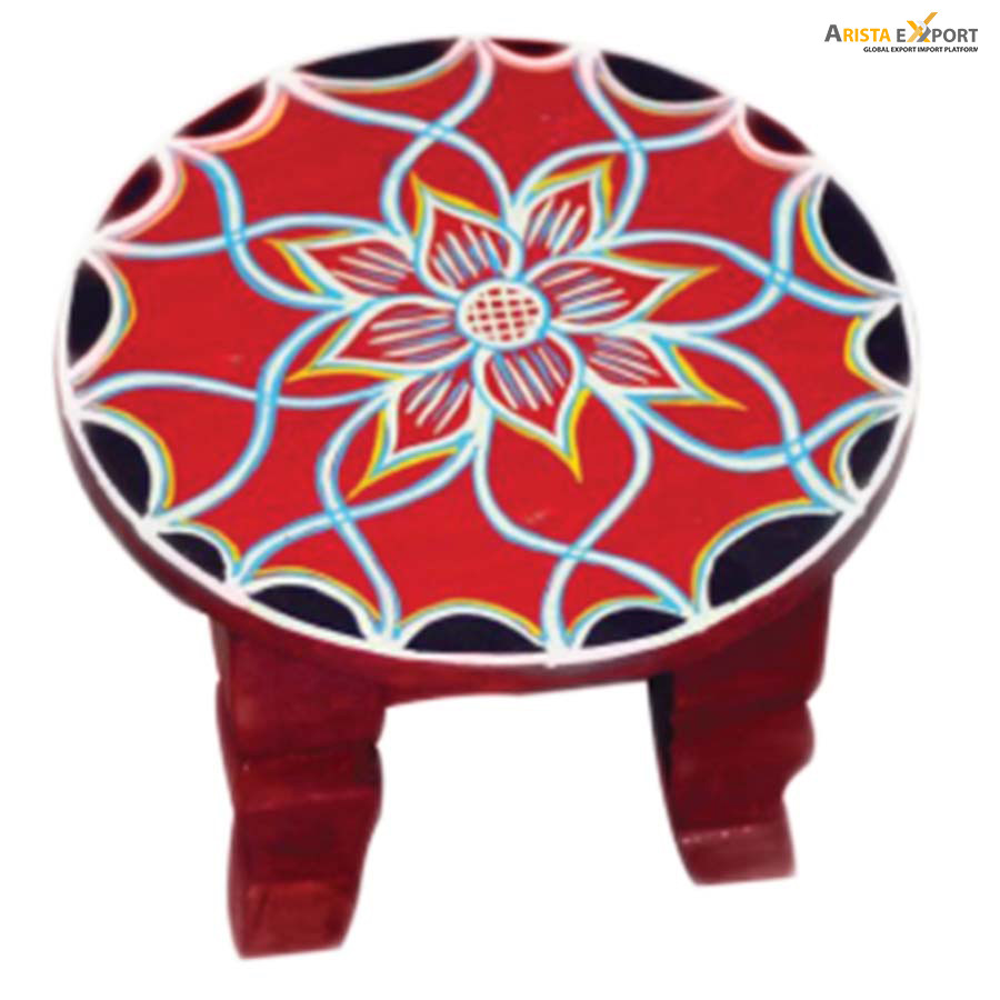 Red color hand loom stool for export 