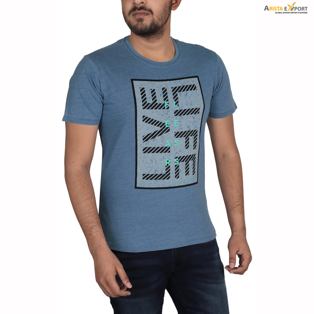 Round neck sky color Men’s T-Shirts supplier Bangladesh