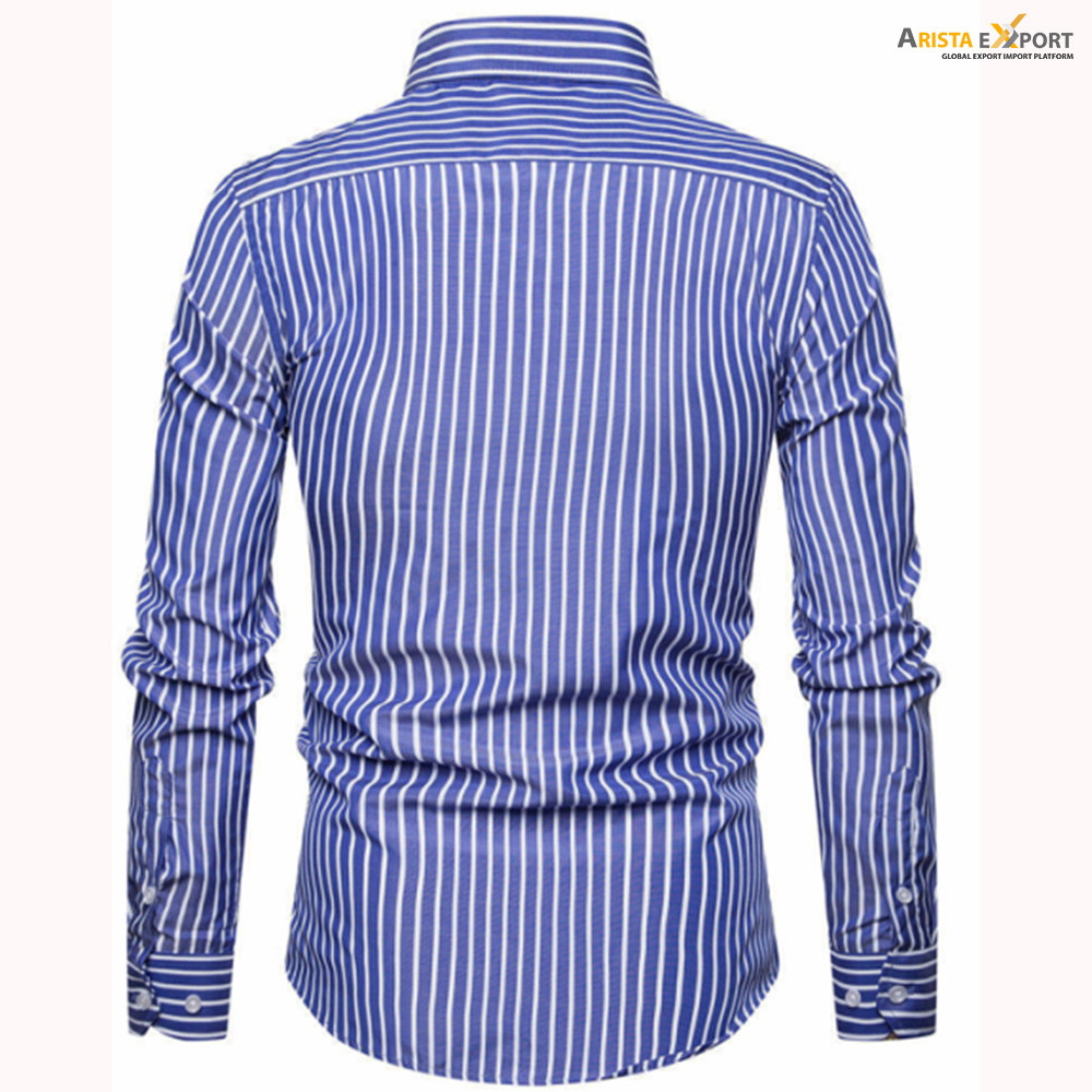 Men's Slim Fit Long Sleeve Formal Striped Shirt for Export 