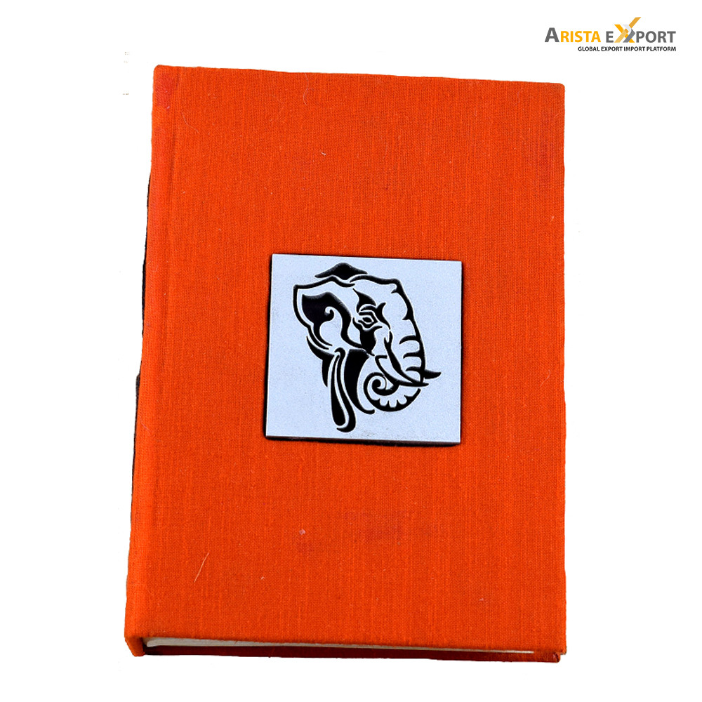 Wooden Design Cover Two Part Handmade Orange Color Notebook Supplier