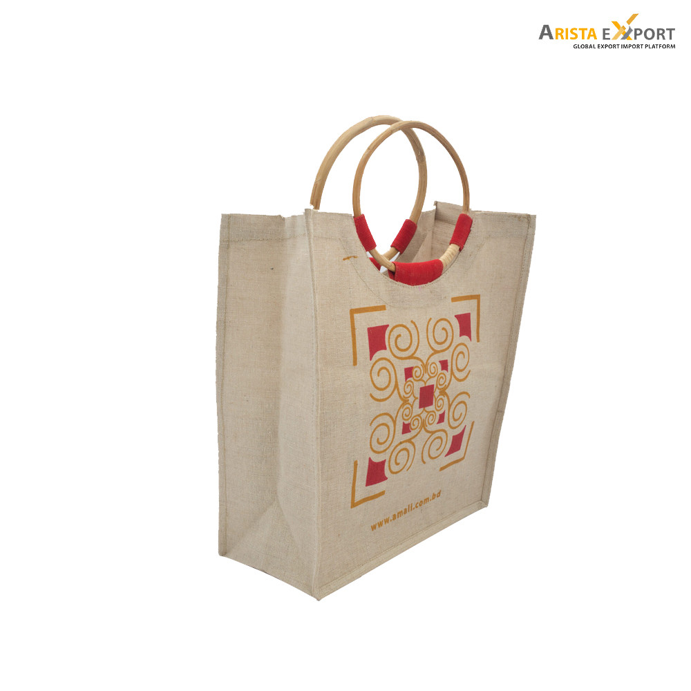 Jute Shopping Bag-cane Handle (Small) Supplier