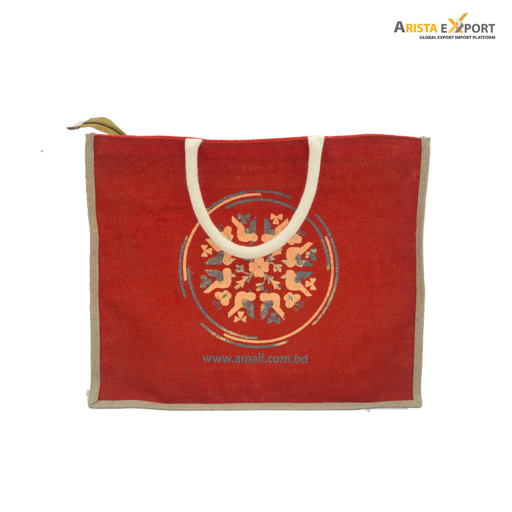 Jute Material Shopping Bag-Cane Handle (Medium) Supplier