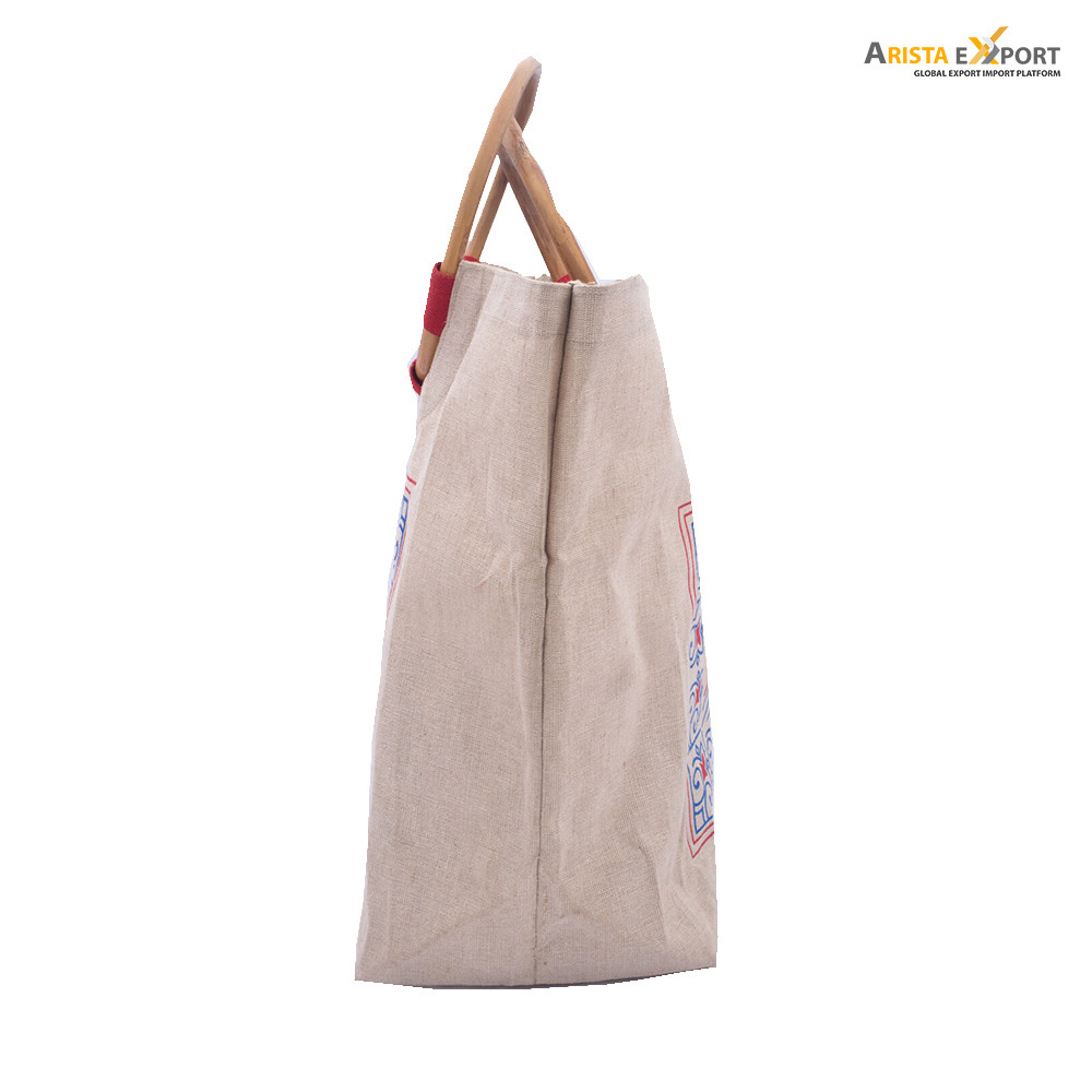 Cane handle high quality eco-friendly new design jute shopping bag