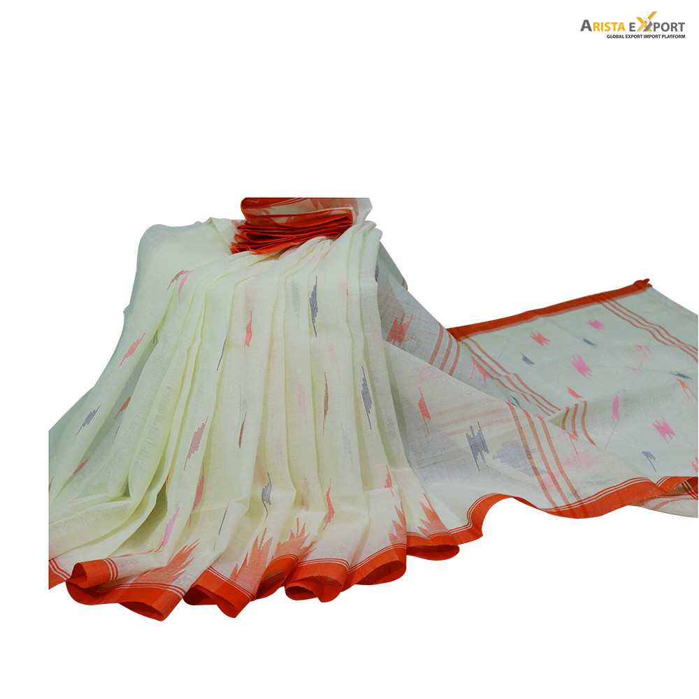 New Trending Manipuri white cotton fabric saree for ladies 