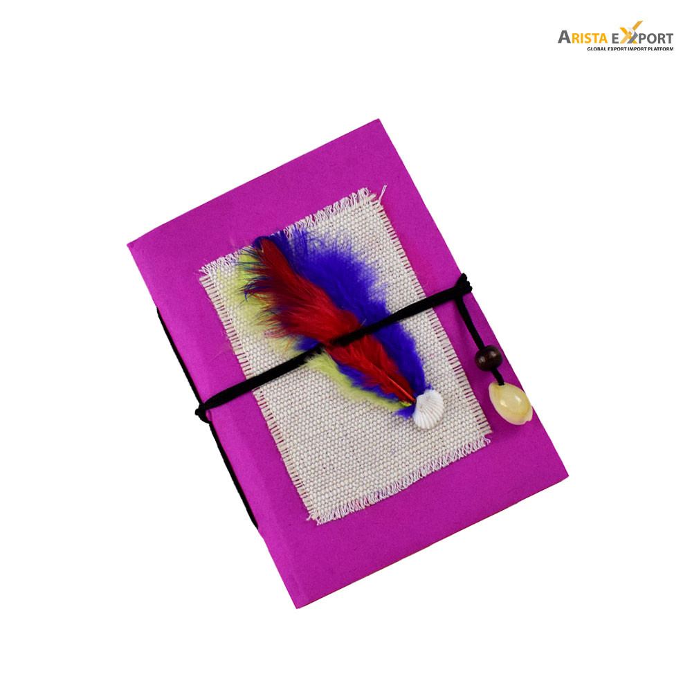 Top Quality Handmade Jute Cover Feather Note Book Exporter