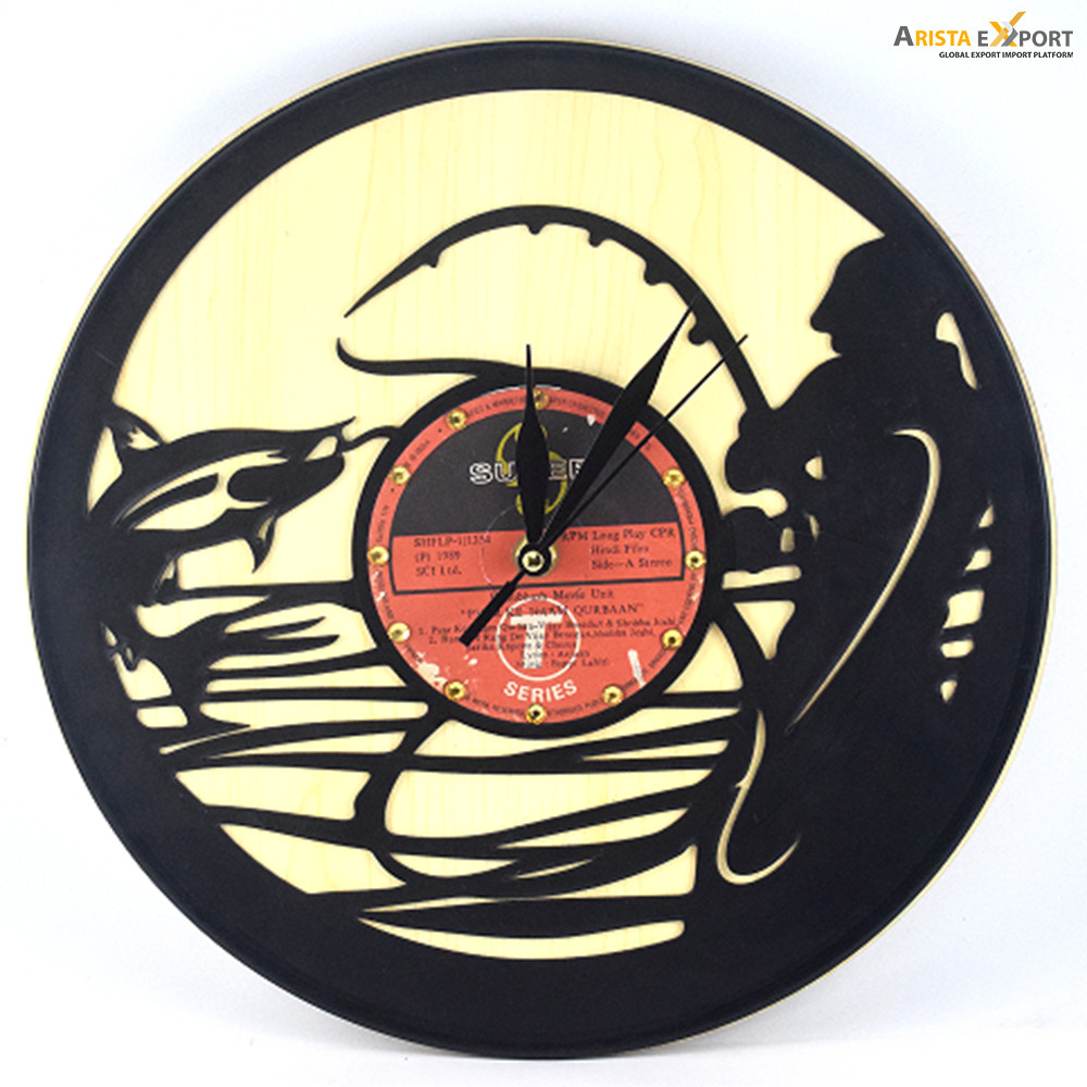 Fishing Design Handmade Vinyl Record Wall Clock import from BD