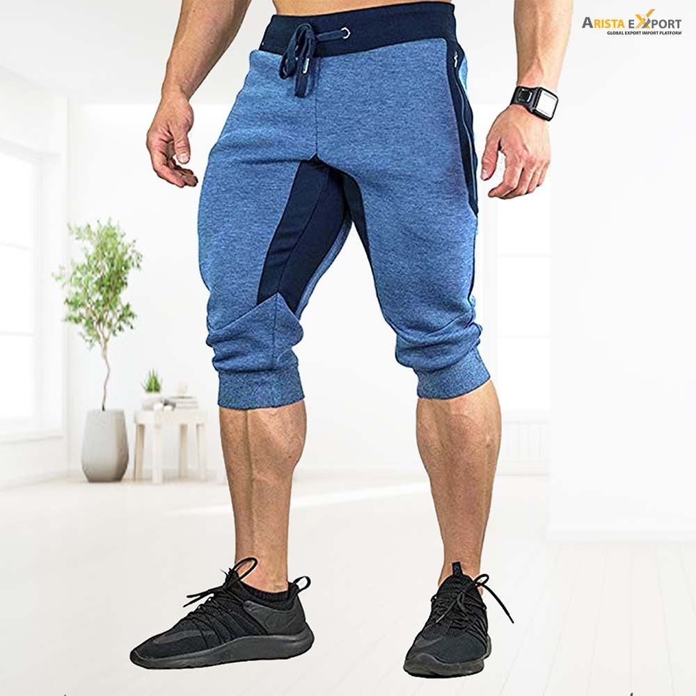 Men’s Trendy Design 3 Quarter Jogger Slim Fit Shorts Tapered Sweat Pants 