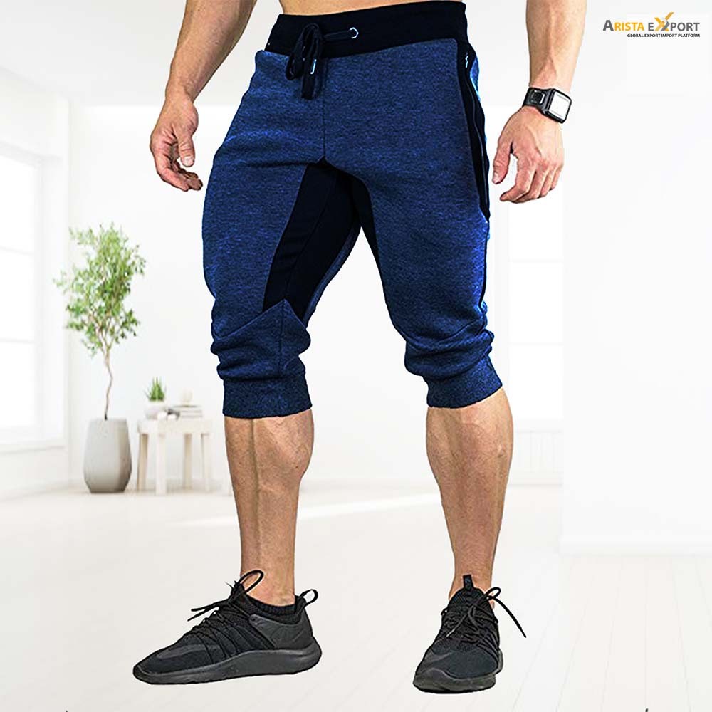 Men’s Trendy Design 3 Quarter Jogger Slim Fit Shorts Tapered Sweat Pants 