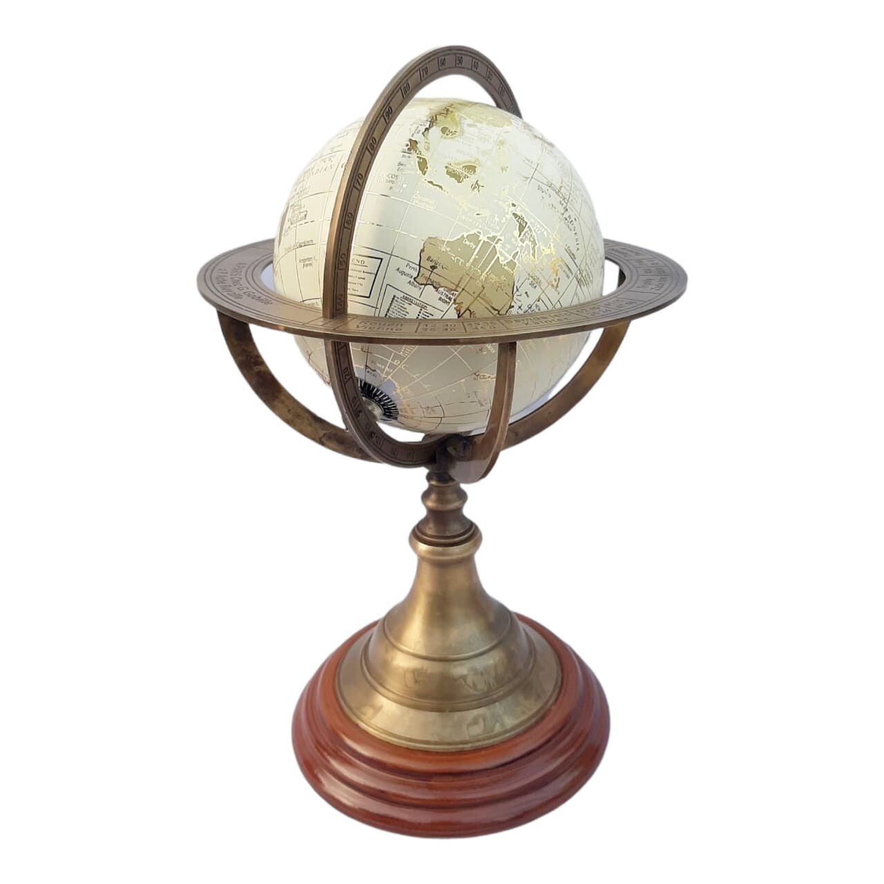 Antique Astrolabe Brass Sphere World Globe Nautical Home